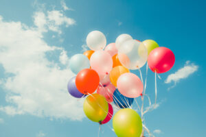 Colorful balloons with a retro effect.